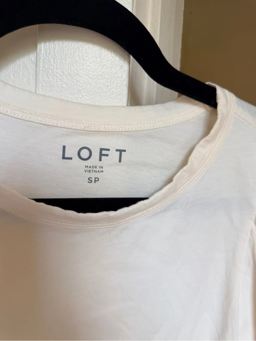 LOFT Petite Ivory Puff Sleeve Cotton Tee Small Petite